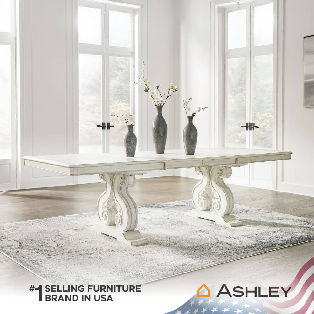 โต๊ะอาหาร ปรับขนาดได้ ASHLEY FURNITURE HOMESTORE รุ่น ARLENDYNE/183-275 สีขาววินเทจ