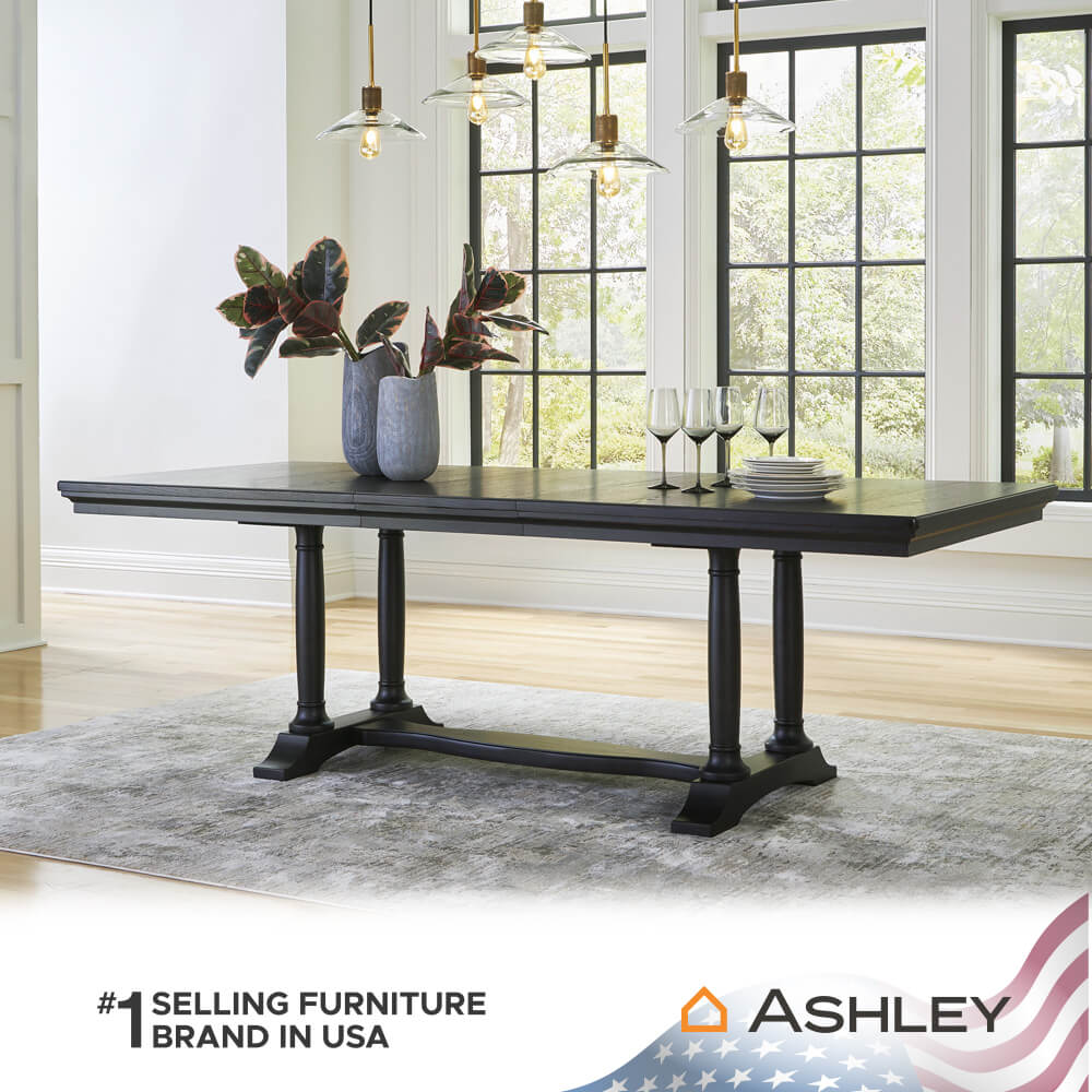 โต๊ะอาหาร ปรับขนาดได้ ASHLEY FURNITURE HOMESTORE รุ่น WELLTERN/192-235 สีดำ
