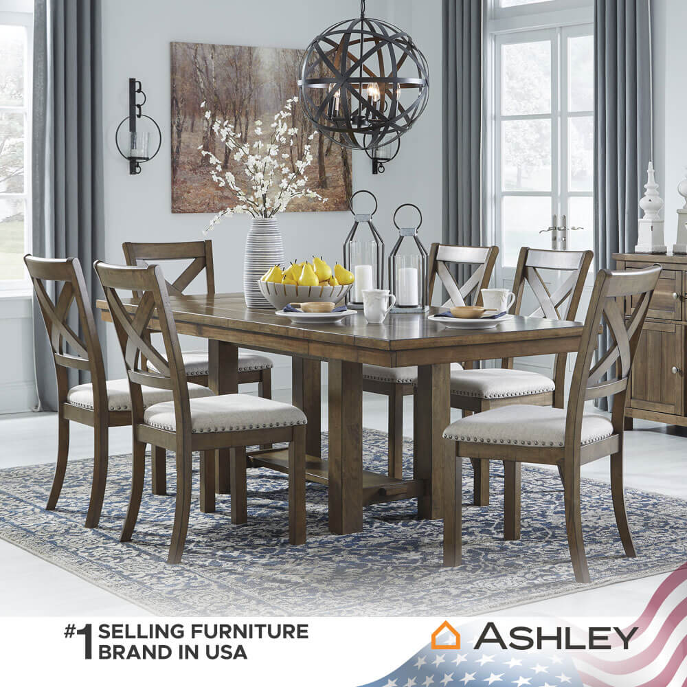 โต๊ะอาหาร ปรับขนาดได้ ASHLEY FURNITURE HOMESTORE รุ่น MORIVILLE/158-218 สีน้ำตาล