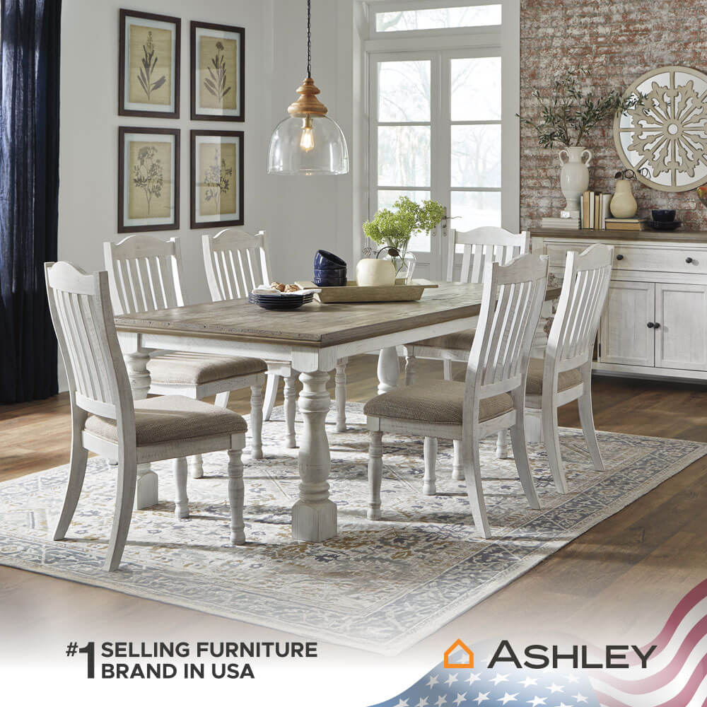 โต๊ะอาหาร ASHLEY FURNITURE HOMESTORE รุ่น HAVALANCE/213 สีขาววินเทจ