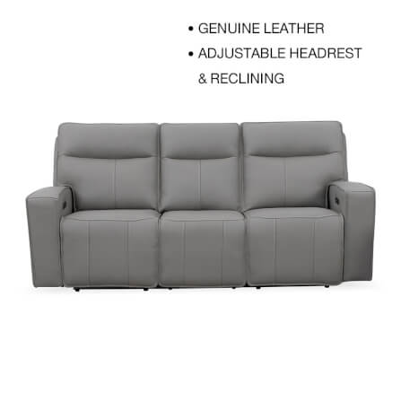 โซฟาปรับเอนนอน 3 ที่นั่ง/ปรับด้วยไฟฟ้า CHIC REPUBLIC รุ่น BERG/3RRM สีเทาอ่อน_0