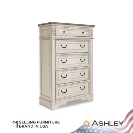 ตู้ลิ้นชัก 5 ลิ้นชัก ASHLEY FURNITURE HOMESTORE รุ่น REALYN/101 สีขาววินเทจ_0