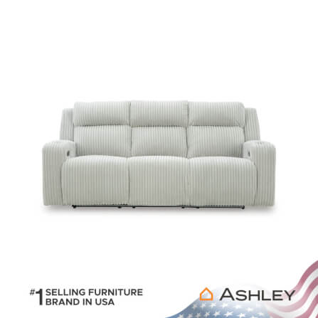 โซฟาปรับเอนไฟฟ้า 3 ที่นั่ง พร้อมพนักพิงศีรษะปรับได้ ASHLEY FURNITURE HOMESTORE รุ่น TWINBROOKE/3RRM สีเทาอ่อน_0