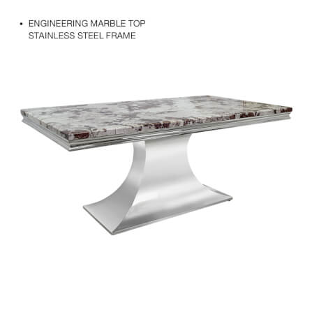 โต๊ะอาหารหินอ่อนสังเคราะห์ CHIC REPUBLIC รุ่น HERNANDEZ-CH/180 MARBLE สีขาวและเทา_0