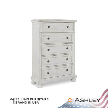 ตู้ลิ้นชัก 5 ลิ้นชัก ASHLEY FURNITURE HOMESTORE รุ่น ROBBINSDALE/100 สีขาววินเทจ_1
