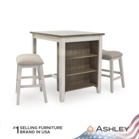 ชุดโต๊ะบาร์ ASHLEY FURNITURE HOMESTORE รุ่น SKEMPTON/3 สีขาววินเทจ_1