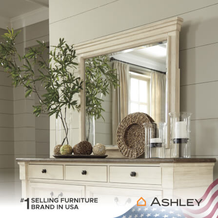 กระจกตั้งโต๊ะ ASHLEY FURNITURE HOMESTORE รุ่น BOLANBURG/105x95 สีขาววินเทจ_2