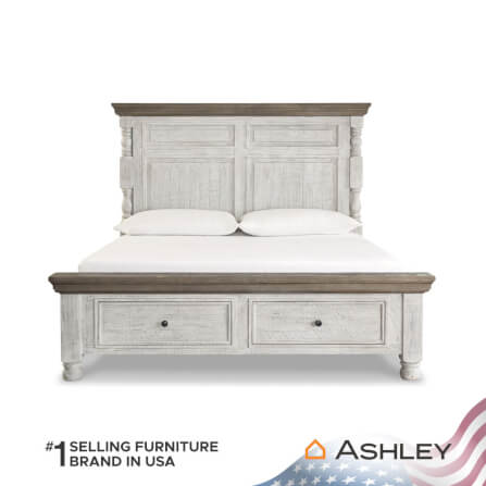 เตียงนอนขนาด 6 ฟุต ASHLEY FURNITURE HOMESTORE รุ่น HAVALANCE/180 สีขาววินเทจ_2