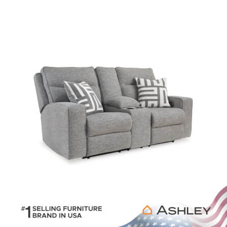 โซฟาปรับเอนไฟฟ้า 2 ที่นั่งพร้อมที่วางแขน ASHLEY FURNITURE HOMESTORE รุ่น BISCOE/2RRM สีเทาอ่อน_2