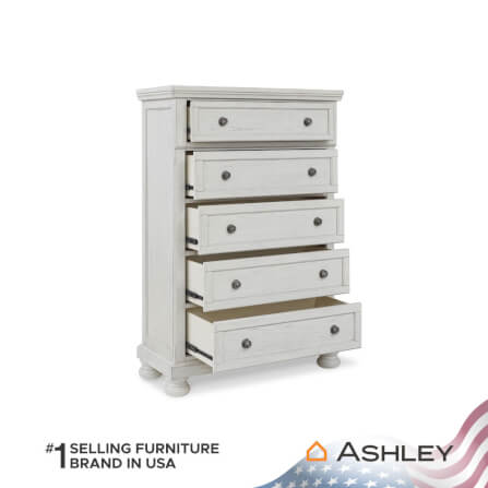 ตู้ลิ้นชัก 5 ลิ้นชัก ASHLEY FURNITURE HOMESTORE รุ่น ROBBINSDALE/100 สีขาววินเทจ_3
