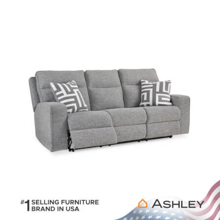 โซฟาปรับเอนไฟฟ้า 3 ที่นั่ง พร้อมพนักพิงศีรษะปรับได้ ASHLEY FURNITURE HOMESTORE รุ่น BISCOE/3RRM สีเทาอ่อน_3