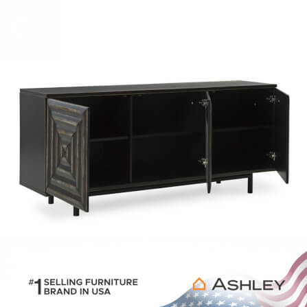 ตู้เตี้ยบานเปิด ASHLEY FURNITURE HOMESTORE รุ่น FAIR RIDGE/183 สีดำวินเทจ_4