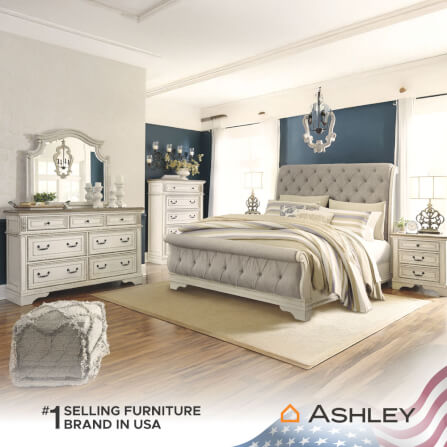 เตียงนอนขนาด 6 ฟุต ASHLEY FURNITURE HOMESTORE รุ่น REALYN/180 สีขาววินเทจ_5