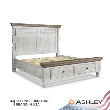 เตียงนอนขนาด 6 ฟุต ASHLEY FURNITURE HOMESTORE รุ่น HAVALANCE/180 สีขาววินเทจ_5