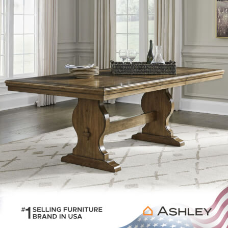 โต๊ะอาหาร ปรับขนาดได้ ASHLEY FURNITURE HOMESTORE รุ่น STURLAYNE/172-218 สีน้ำตาล_6