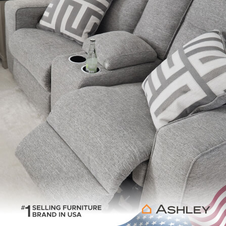 โซฟาปรับเอนไฟฟ้า 2 ที่นั่งพร้อมที่วางแขน ASHLEY FURNITURE HOMESTORE รุ่น BISCOE/2RRM สีเทาอ่อน_6