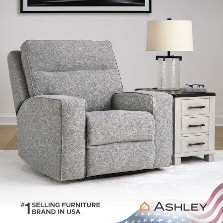 โซฟาปรับเอนไฟฟ้า 1 ที่นั่ง พร้อมพนักพิงศีรษะปรับได้ ASHLEY FURNITURE HOMESTORE รุ่น BISCOE/1RM สีเทาอ่อน_6