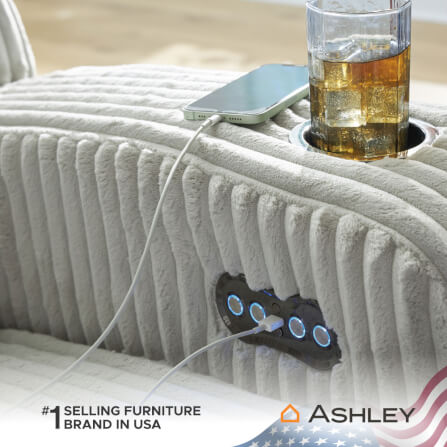 โซฟาปรับเอนไฟฟ้า 2 ที่นั่งพร้อมที่วางแขน ASHLEY FURNITURE HOMESTORE รุ่น TWINBROOKE/2RRM สีเทาอ่อน_7