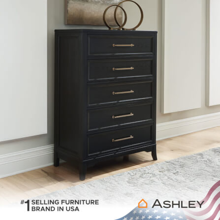 ตู้ลิ้นชัก 5 ลิ้นชัก ASHLEY FURNITURE HOMESTORE รุ่น WELLTERN/101 สีดำ_7