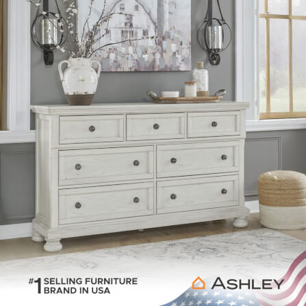 ตู้ลิ้นชัก 7 ลิ้นชัก ASHLEY FURNITURE HOMESTORE รุ่น ROBBINSDALE/166 สีขาววินเทจ_6