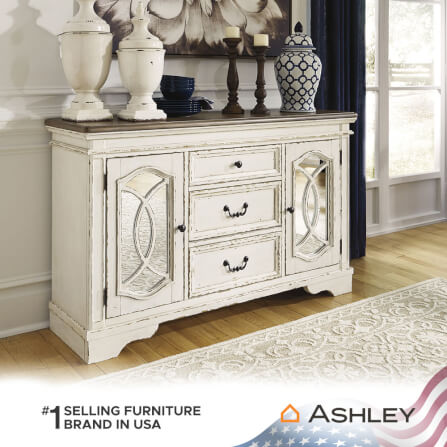 ตู้เตี้ยบานผสม ASHLEY FURNITURE HOMESTORE รุ่น REALYN/162 สีขาววินเทจ_6