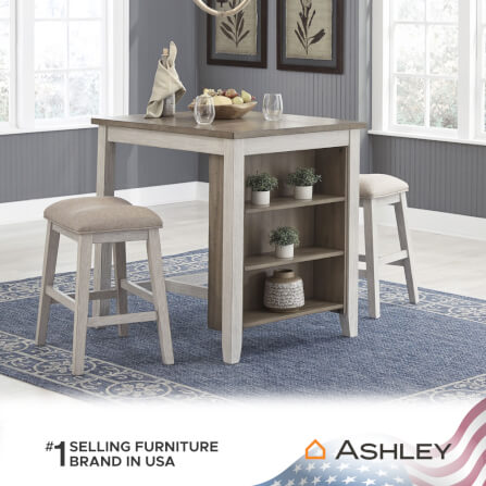 ชุดโต๊ะบาร์ ASHLEY FURNITURE HOMESTORE รุ่น SKEMPTON/3 สีขาววินเทจ_4