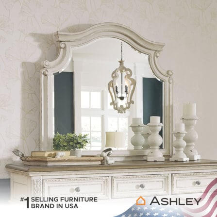 กระจกตั้งโต๊ะ ASHLEY FURNITURE HOMESTORE รุ่น REALYN/111x101 สีขาววินเทจ_4