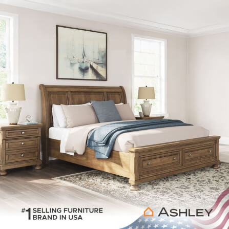เตียง 6 ฟุต ASHLEY FURNITURE HOMESTORE รุ่น VANDENMORE/180 สีน้ำตาล_8