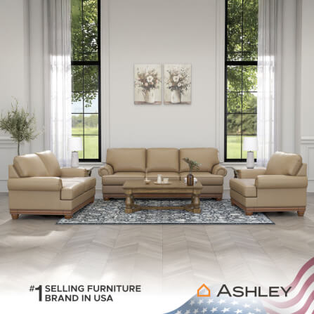 โซฟา 3 ที่นั่ง ASHLEY FURNITURE HOMESTORE รุ่น STOUGHTON-O/3 สีโซฟาสีน้ำตาล/ขาโซฟาสีน้ำตาล_5