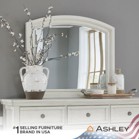 กระจกตั้งโต๊ะ ASHLEY FURNITURE HOMESTORE รุ่น ROBBINSDALE/107x92 สีขาววินเทจ_5