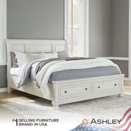 เตียงนอนขนาด 6 ฟุต ASHLEY FURNITURE HOMESTORE รุ่น ROBBINSDALE/180 สีขาววินเทจ_7