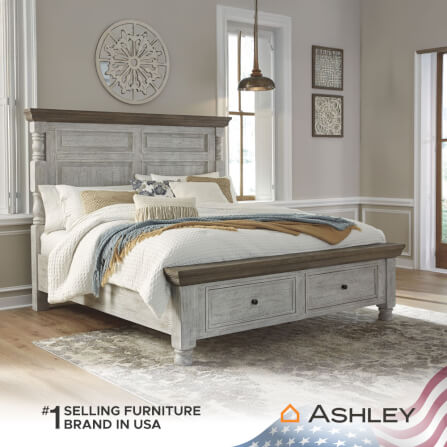 เตียงนอนขนาด 6 ฟุต ASHLEY FURNITURE HOMESTORE รุ่น HAVALANCE/180 สีขาววินเทจ_8