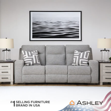 โซฟาปรับเอนไฟฟ้า 3 ที่นั่ง พร้อมพนักพิงศีรษะปรับได้ ASHLEY FURNITURE HOMESTORE รุ่น BISCOE/3RRM สีเทาอ่อน_8