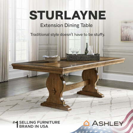 โต๊ะอาหาร ปรับขนาดได้ ASHLEY FURNITURE HOMESTORE รุ่น STURLAYNE/172-218 สีน้ำตาล_9
