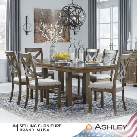 โต๊ะอาหาร ปรับขนาดได้ ASHLEY FURNITURE HOMESTORE รุ่น MORIVILLE/158-218 สีน้ำตาล_6