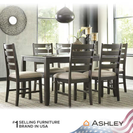ชุดโต๊ะอาหาร 6 ที่นั่ง ASHLEY FURNITURE HOMESTORE รุ่น ROKANE/7 สีน้ำตาลเข้ม_3