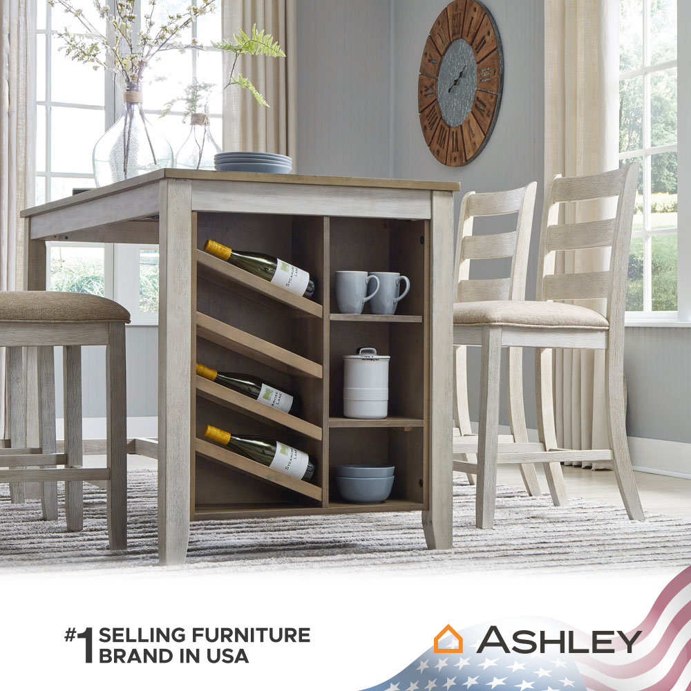 โต๊ะบาร์ พร้อมช่องเก็บของ ASHLEY FURNITURE HOMESTORE รุ่น SKEMPTON/152 สีขาววินเทจ_4