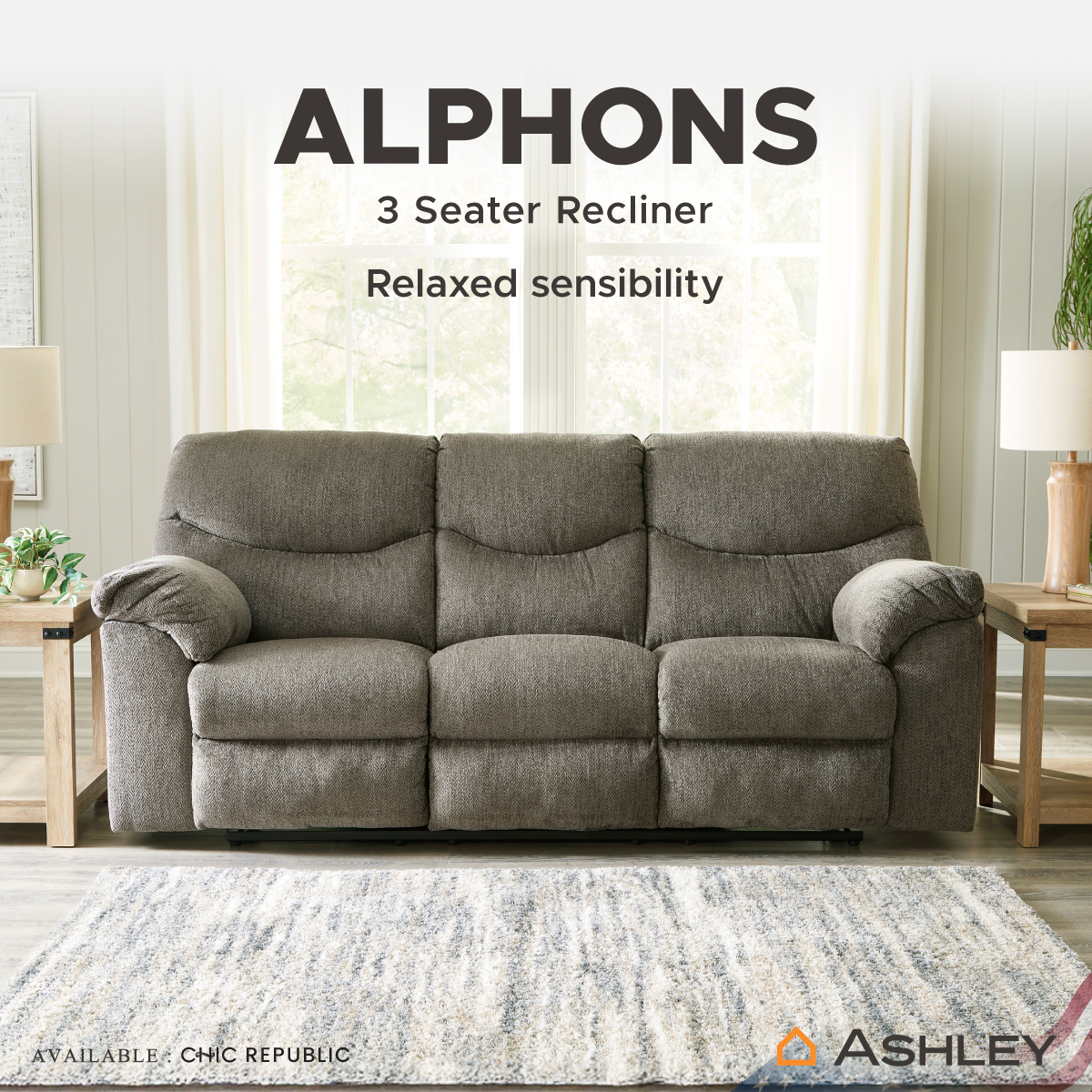 โซฟาปรับเอนนอน 3 ที่นั่ง ASHLEY FURNITURE HOMESTORE รุ่น ALPHONS/3RR สีน้ำตาล_8