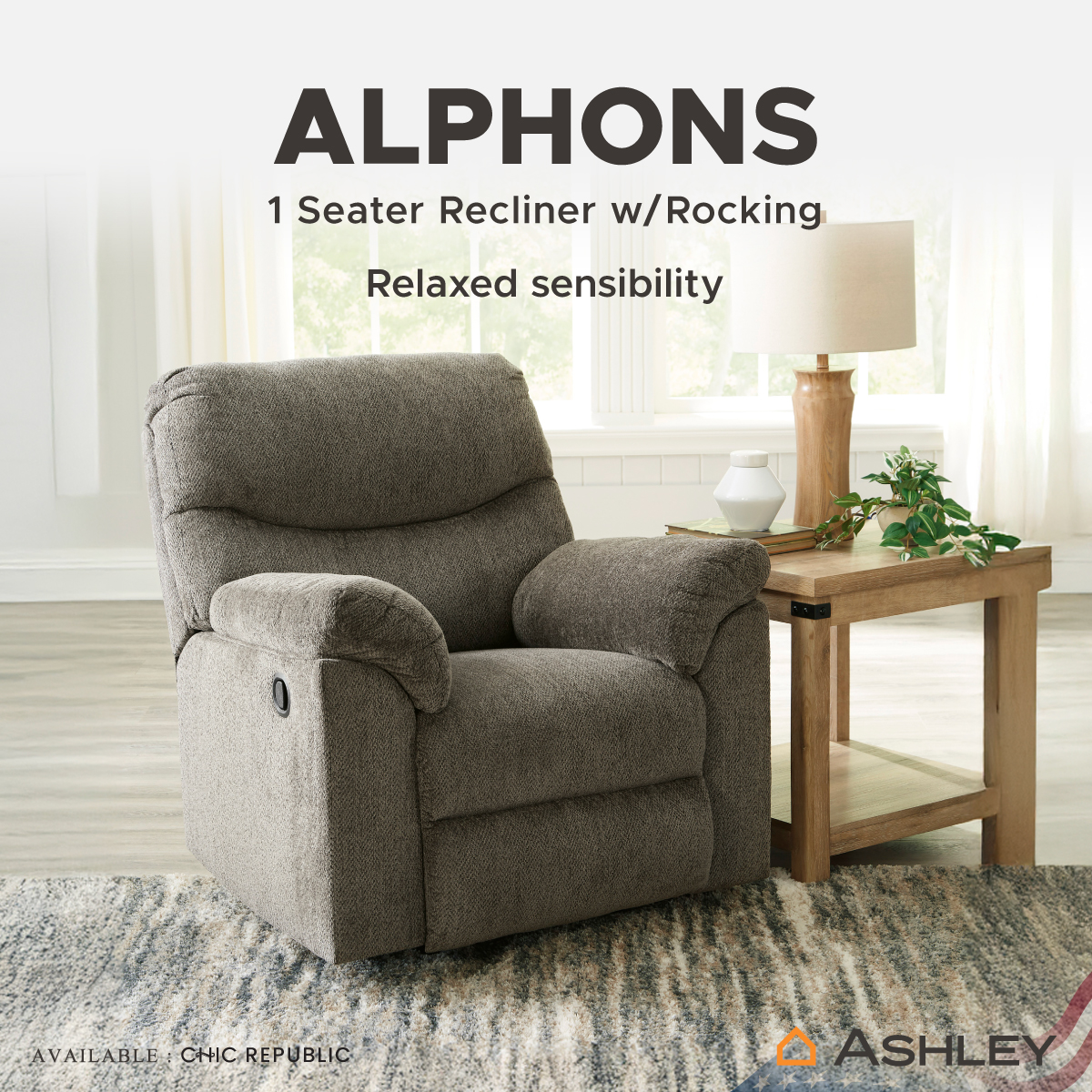 เก้าอี้ปรับเอนนอน 1 ที่นั่ง ASHLEY FURNITURE HOMESTORE รุ่น ALPHONS/1R สีน้ำตาล_7