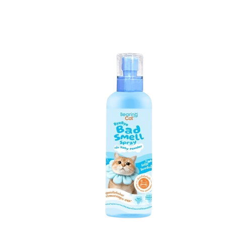 สเปรย์ดับกลิ่นทรายแมว BEARING CAT รุ่น BYE BYE BAD SMELL LITTER ขนาด 250ML กลิ่นแป้งเด็ก