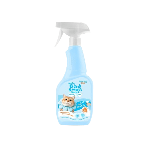 สเปรย์ดับกลิ่นทรายแมว BEARING CAT รุ่น BYE BYE BAD SMELL LITTER ขนาด 600ML กลิ่นแป้งเด็ก_0