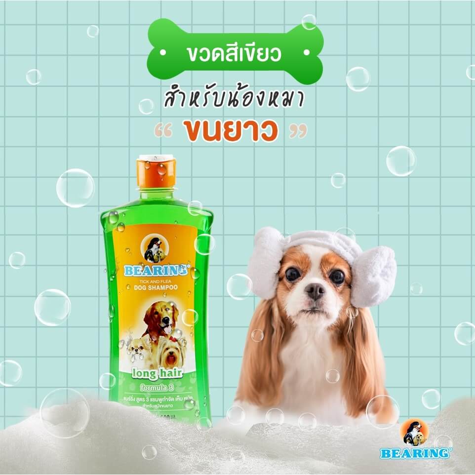 แชมพูกำจัดเห็บหมัดสำหรับสุนัข BEARING สูตร TICK & FLEA ขนาด 300ML สำหรับสุนัขขนยาว