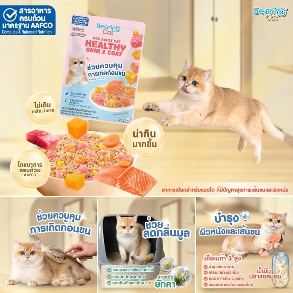 อาหารเปียกสำหรับแมว BEARING CAT สูตร ควบคุมการเกิดก้อนขน ขนาด 70G_2