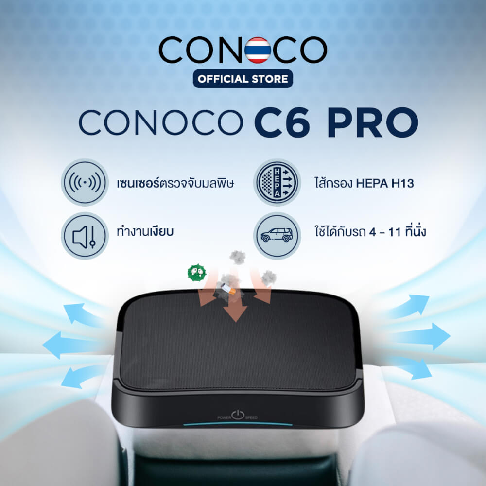 เครื่องฟอกอากาศในรถยนต์ CONOCO C6 PRO สีดำ