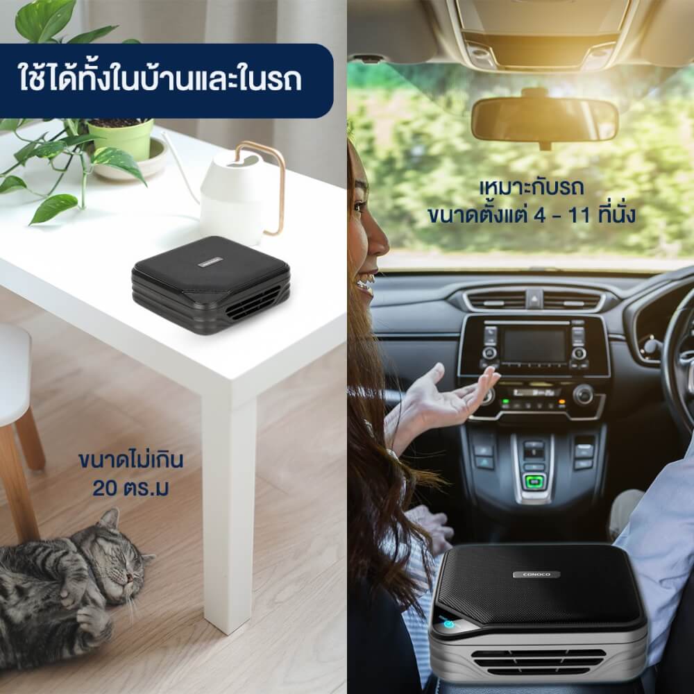 เครื่องฟอกอากาศในรถยนต์ CONOCO C6 PRO สีดำ