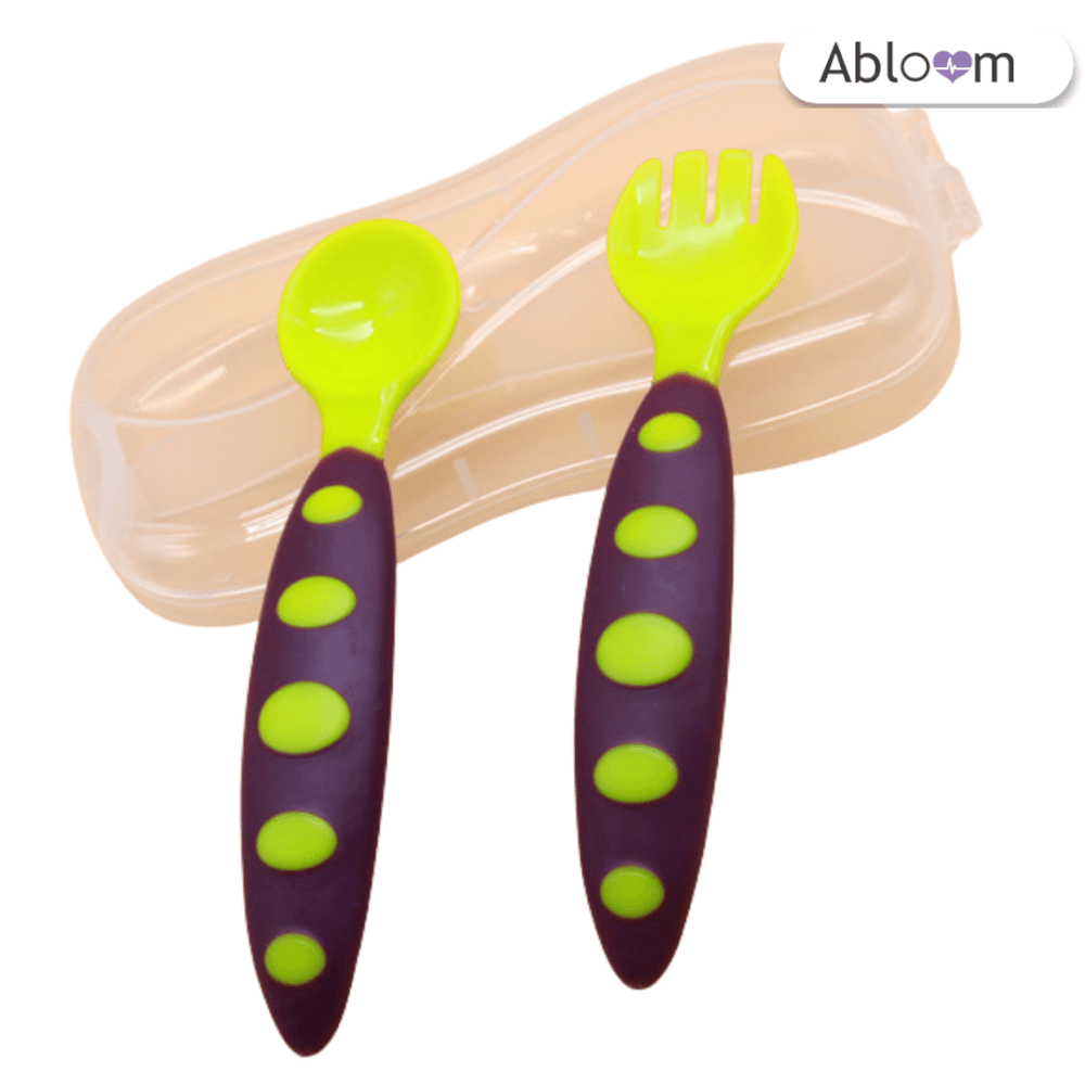 ช้อนหัดทานสำหรับเด็ก ABLOOM 0080016008016_สีม่วงลายจุด