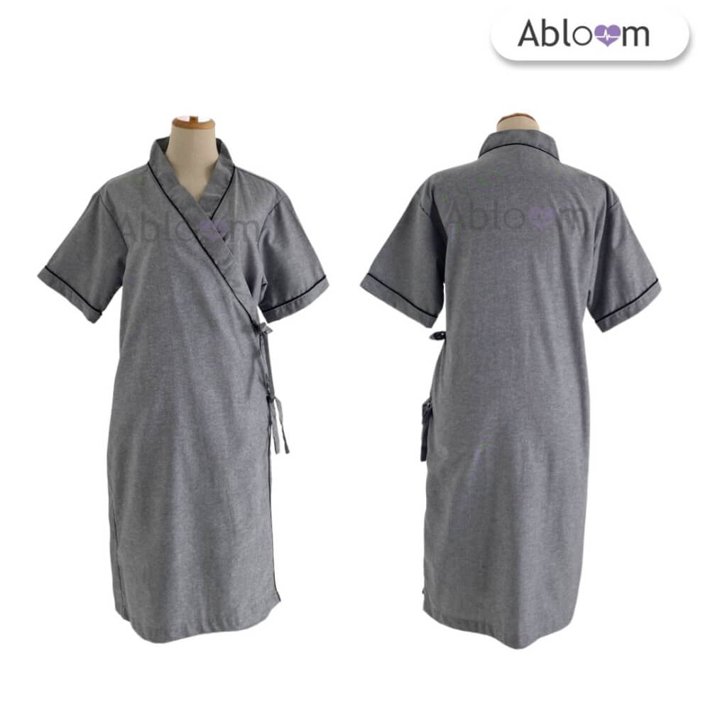ชุดคลุม แบบผูกโบว์ด้านข้าง ABLOOM 0040098011069_สีเทา ไซซ์ XL_0