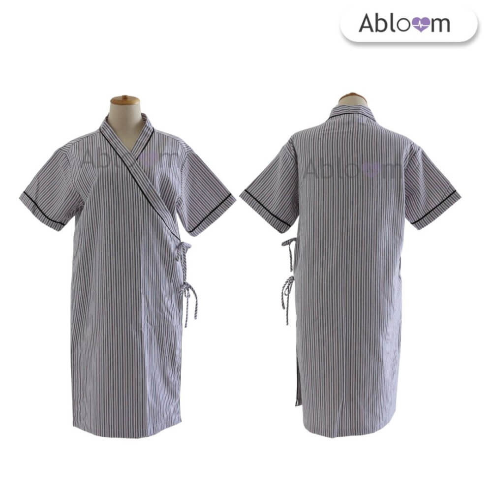 ชุดคลุม แบบผูกโบว์ด้านข้าง ABLOOM 0040098001039_สีดำลายทาง ไซซ์ S_0