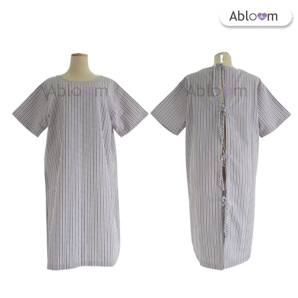 ชุดคลุม แบบผูกโบว์ด้านหลัง ABLOOM 0040174001052_สีดำลายทาง ไซซ์ L_0