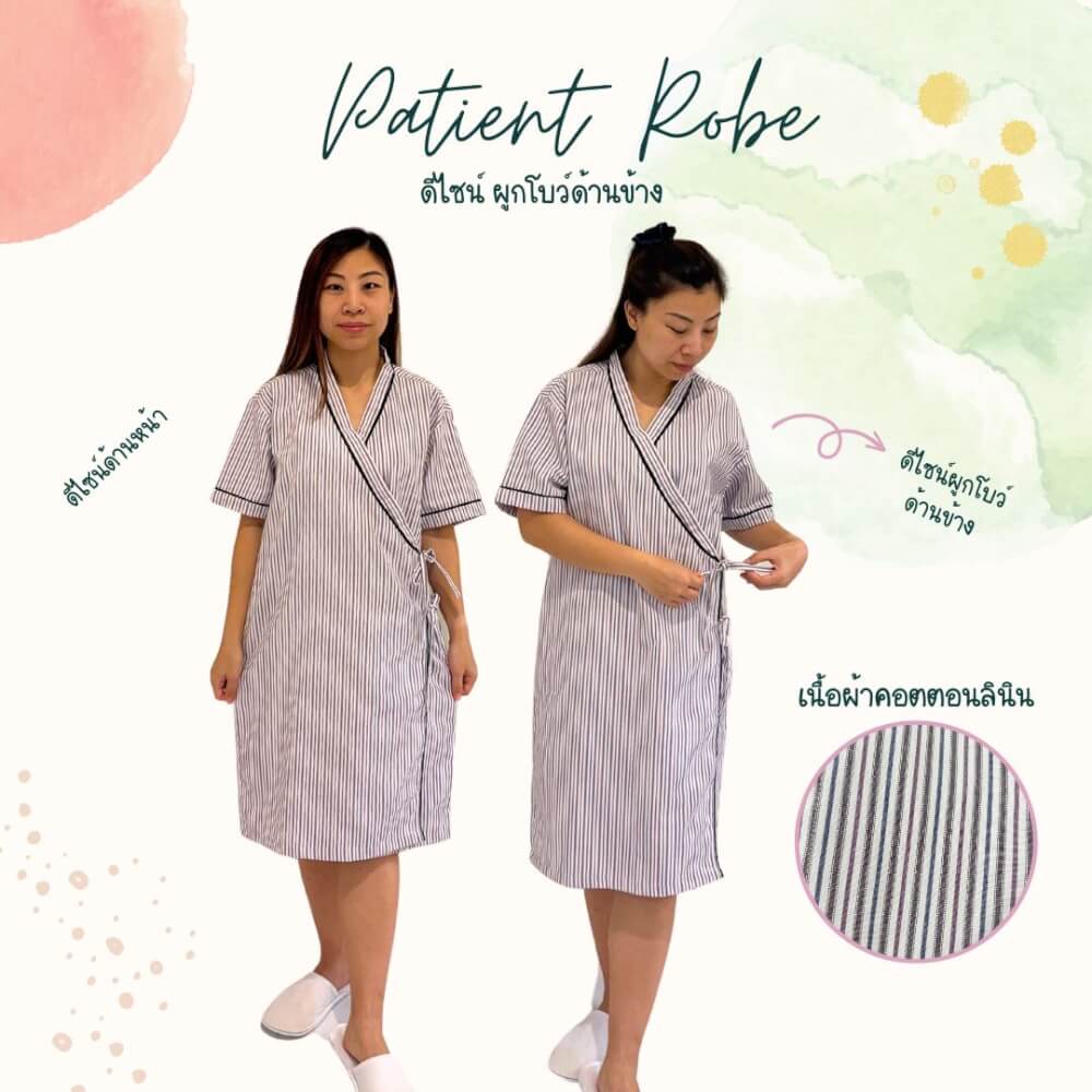 ชุดคลุม แบบผูกโบว์ด้านหลัง ABLOOM 0040174001038_สีดำลายทาง ไซซ์ S_1